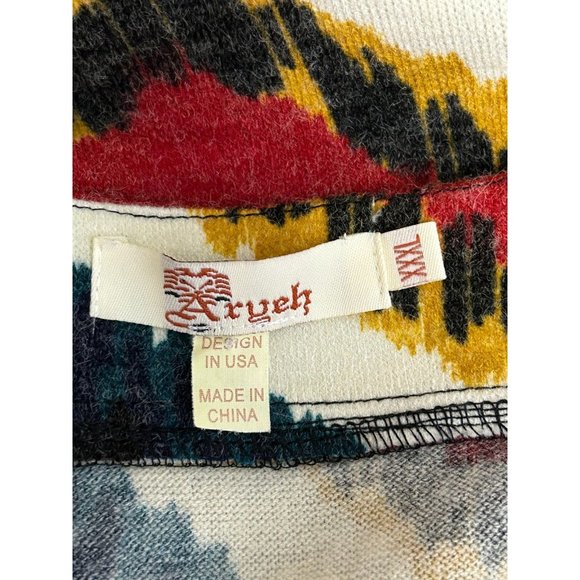 Aryeh Square Neck Long Sleeve Chevron Dress Multicolor Women's Size XXXL - Picture 6 of 8